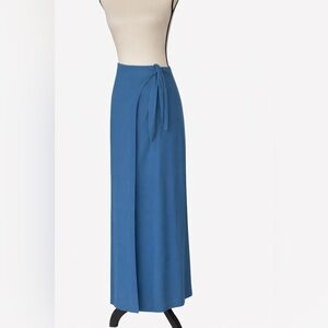 Blue Tie-Waist Long Skirt